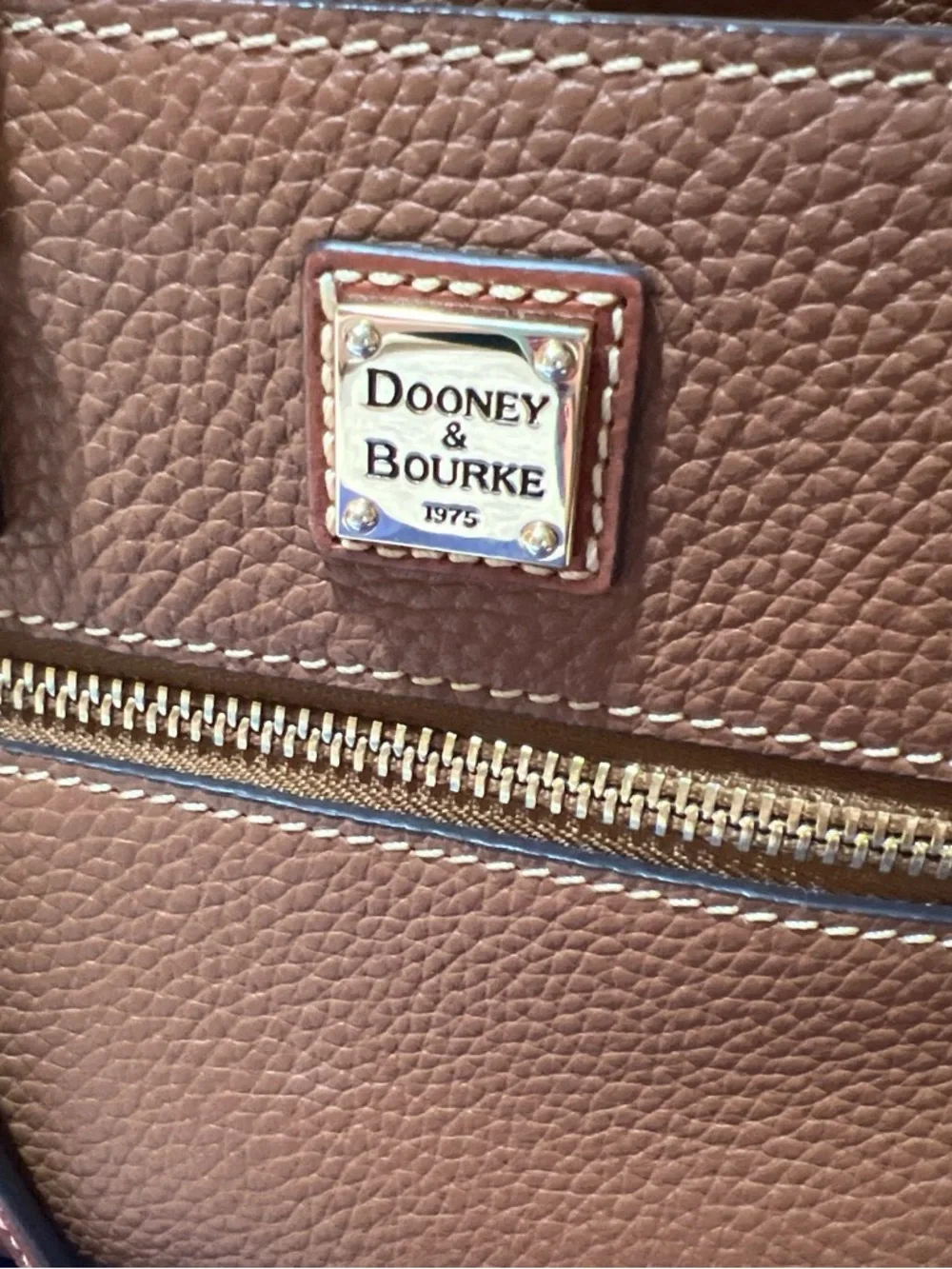 Dooney & Bourke Mini zip Janine caramel  Pebbled Leather Satchel